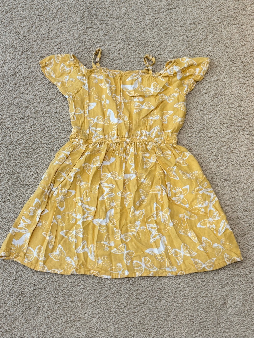 Oshkosh B’gosh - Girls Yellow Butterfly Print Cold Shoulder Dress